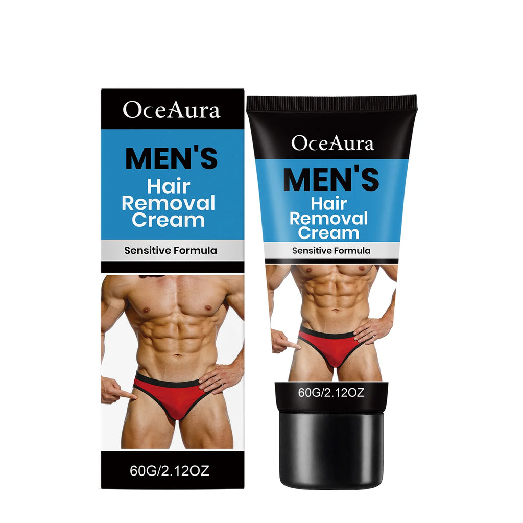 OceAura Men's Painless Hair Removal Cream – Body & Bikini Hair Removal Cream Oasis Select 60g boxed