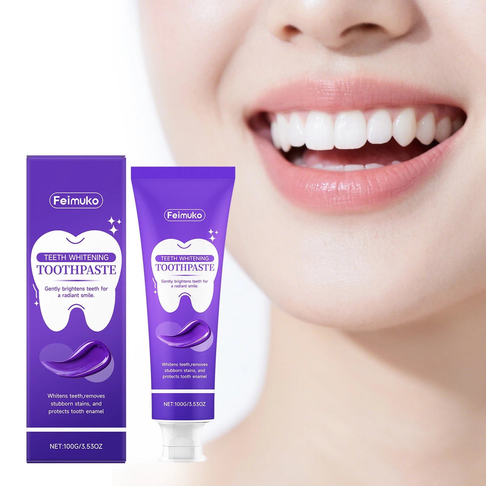 FEIMUKO Purple Whitening Toothpaste – Color Correction 100g Whitening Toothpaste Oasis Select