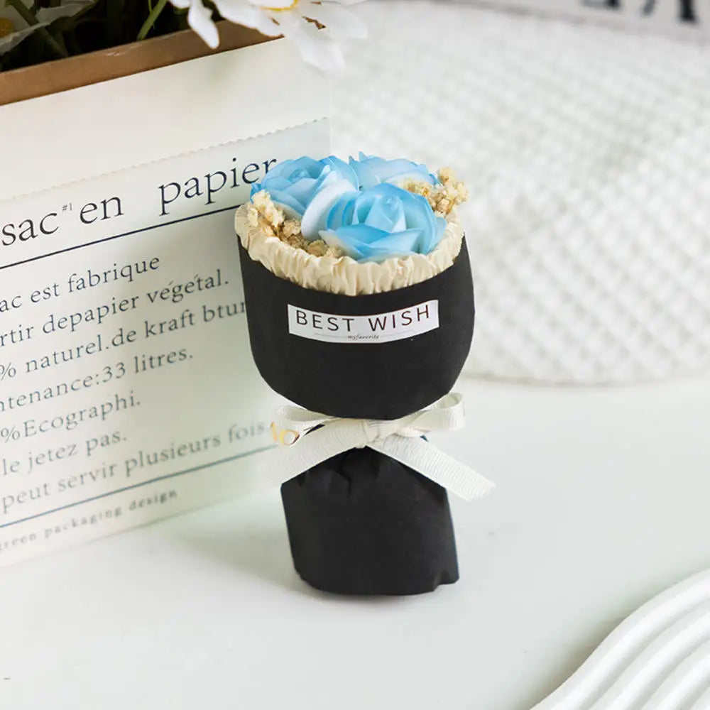 3 Heads Soap Rose Bouquet Valentines Day Gift For Friends Wedding Bouquet Home Decor Rose Flower Bouquet Wedding Party Gift 2024 Oasis Select Blue 1