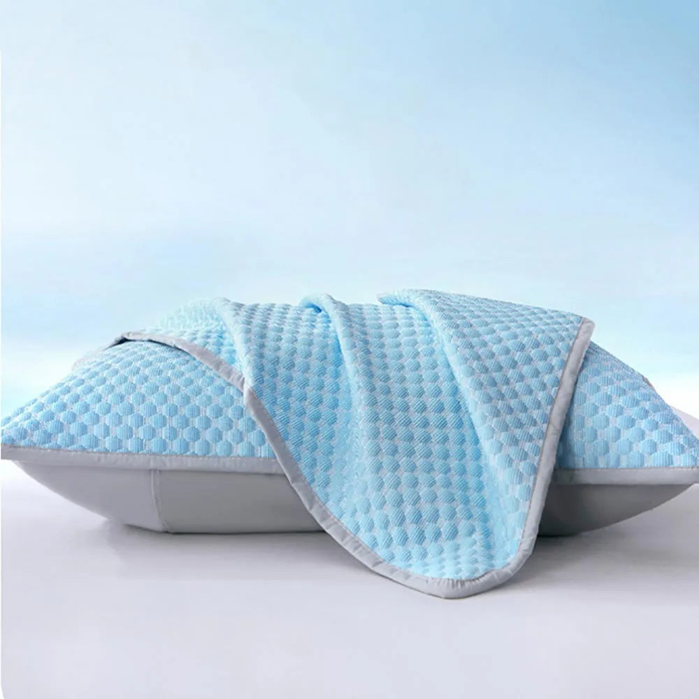 Comfortable Cotton Pillow Cover Isolation layer Anti Mite Pillow Case Protector Waterproof Head oil Pillowcase household Oasis Select Cool feeling-Blue2