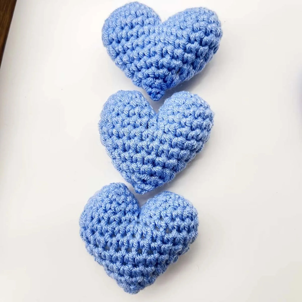 3-Pack Handmade Crochet Heart Decorations – Valentine's & Wedding