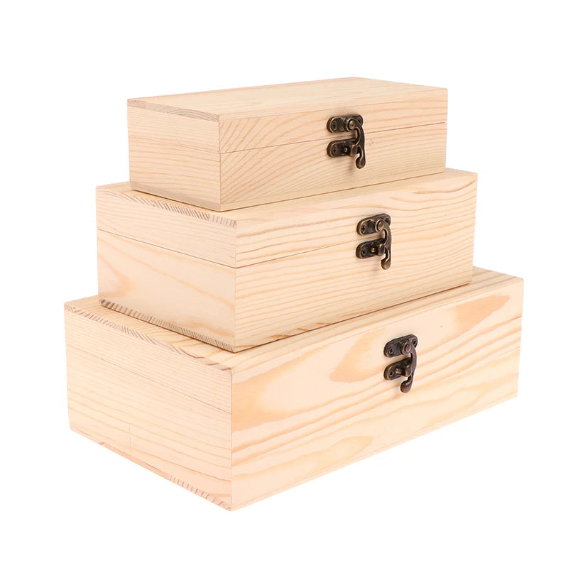 Rectangular Wooden Storage Box Organizer Wooden Storage Case Simple Storage Container Dust-Proof With Lock Jewelry Box Case Oasis Select