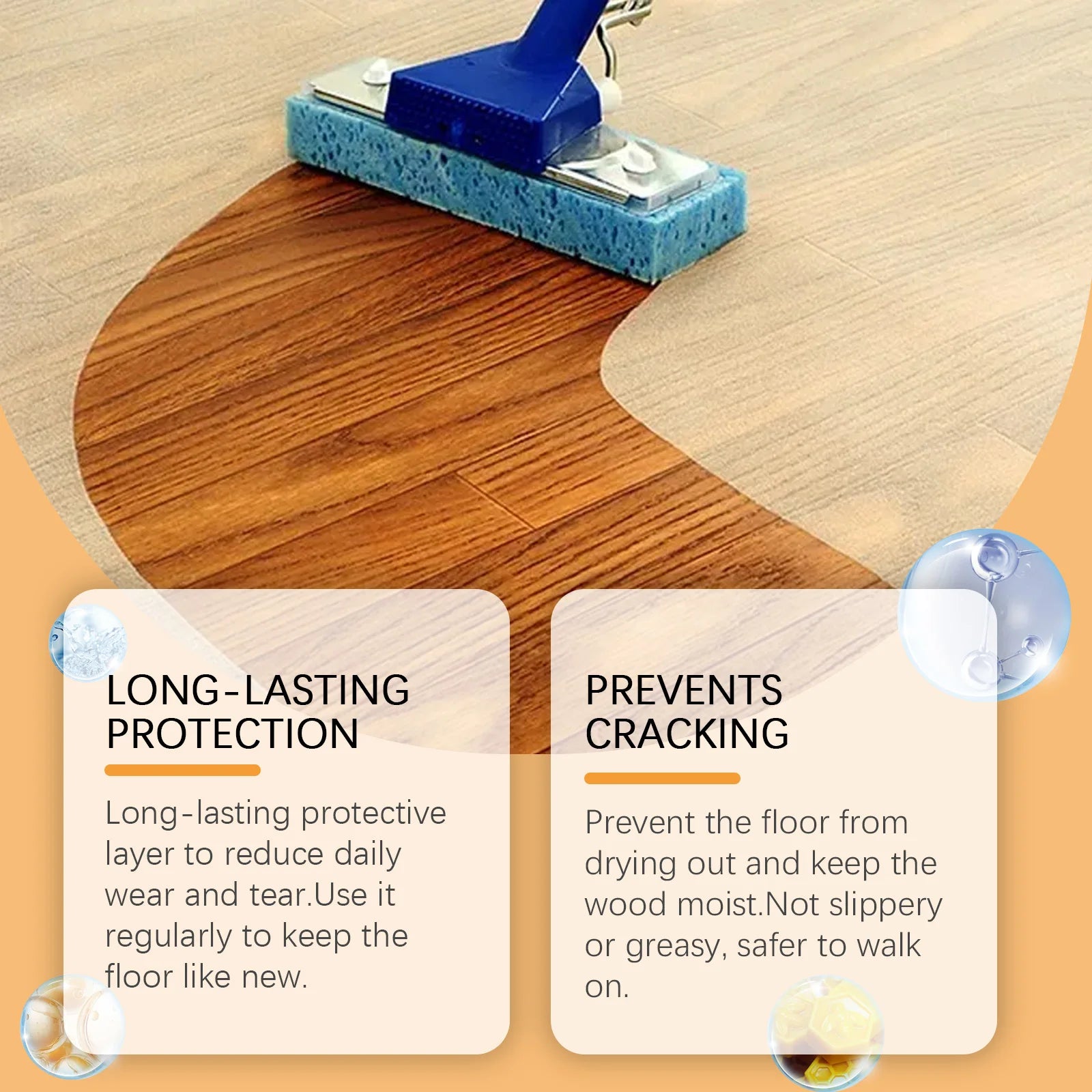 Jakehoe Floor Polishing Clean Spray Deep Cleaning Floor Protect Gloss Repair Waterproof Anti Cracking Quick Drying Floor Clean Oasis Select