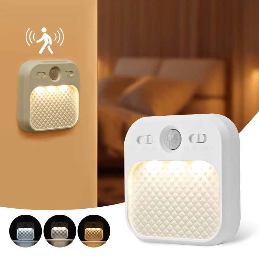 Motion Sensor LED Night Light – Rechargeable Wireless Cabinet Lamp Motion Sensor Night Light Oasis Select 4 Pieces 3 Colors in One