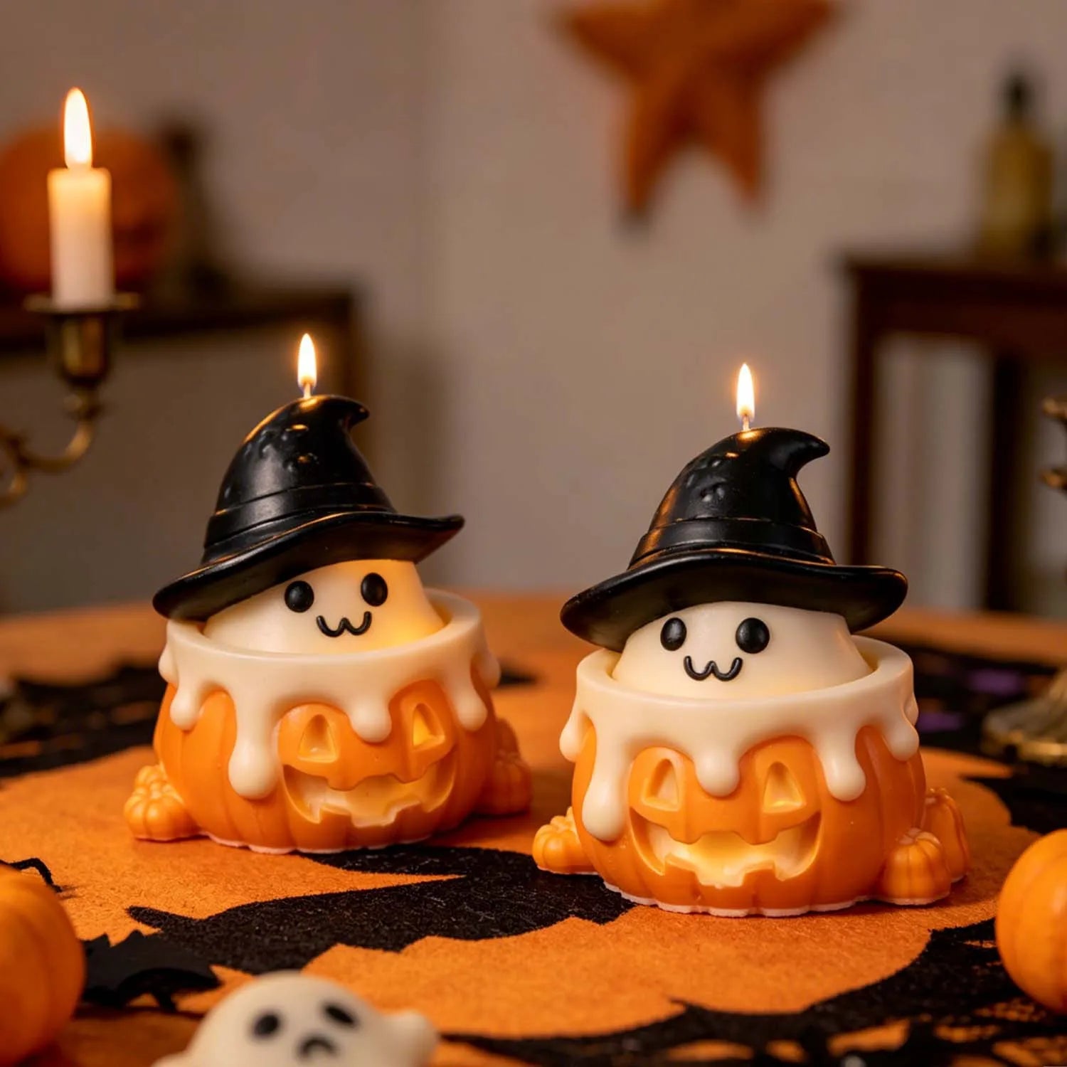 3D Ghost Pumpkin Silicone Mold DIY Candle Making Mould Epoxy Resin Cement Planter Molds Halloween Home Party Decor Oasis Select