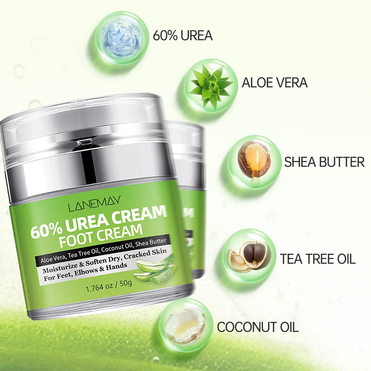 60% Urea Hand & Foot Cream – Aloe Vera & Tea Tree Oil