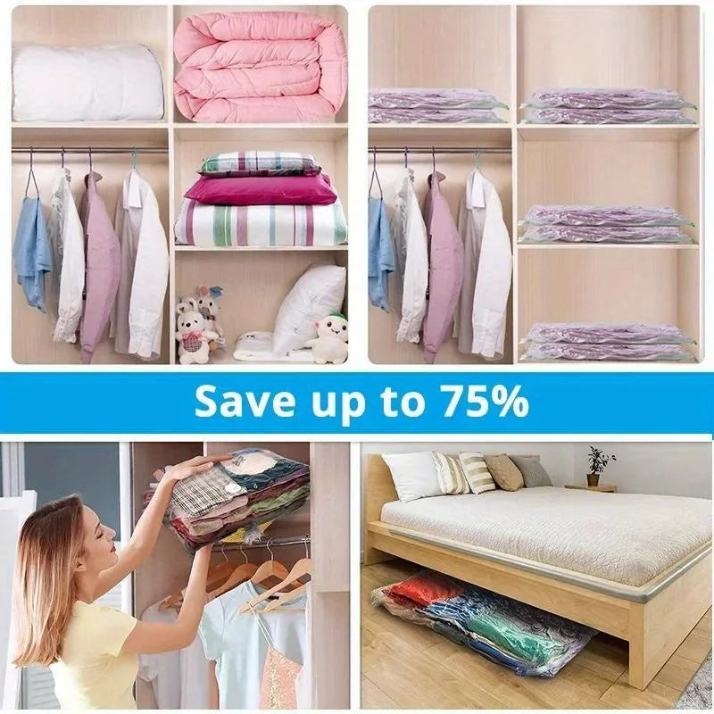 4PCS Vacuum Bag With Valve or Pump for Clothes Storing Large Plastic Compression Empty Bag Travel Accessories Storage Containe Oasis Select