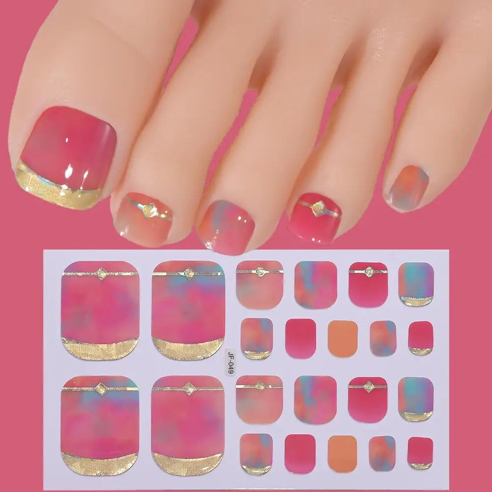 22tips/Sheet Glitter Toenail Stickers Glittering Full Wraps for Summer Pool and Beach for Nail Art and Decorative Nail Decals Oasis Select S