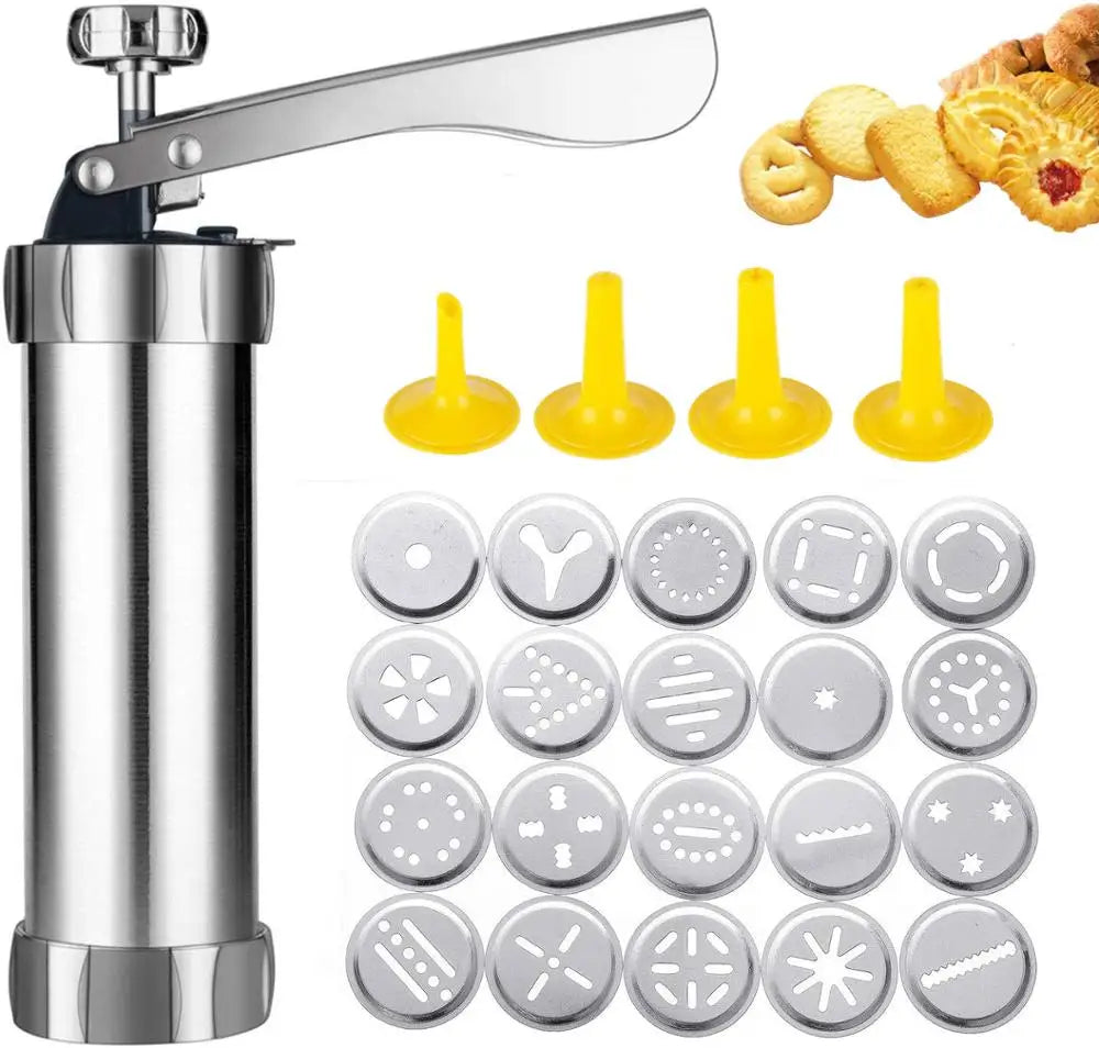 Cookie Press Stainless Steel Biscuit Extruder Press Cookie Gun Baking Kit Machine Set DIY Biscuit Press Maker Baking Tools Oasis Select