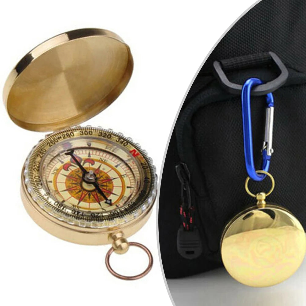 1PCS Brass For Compass Golden Hiking Pocket Portable Noctilucent Vintage For Precisio-n Dial Navigation Parts For Adventurers Oasis Select