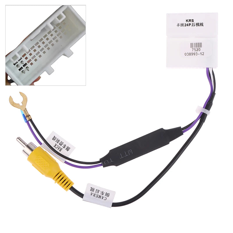 One-Piece DIY 24Pin Car Reverse Cam Video Output Cable, Auto Accessory Oasis Select