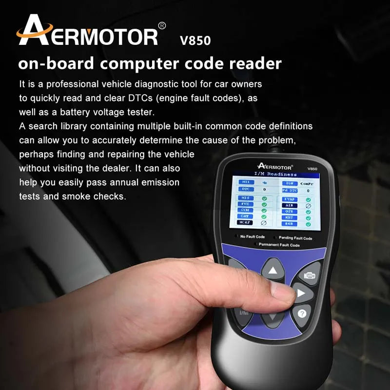 Aermotor V850 OBD2 Car Diagnostic Scanner & Code Reader OBD2 Diagnostic Scanner Oasis Select