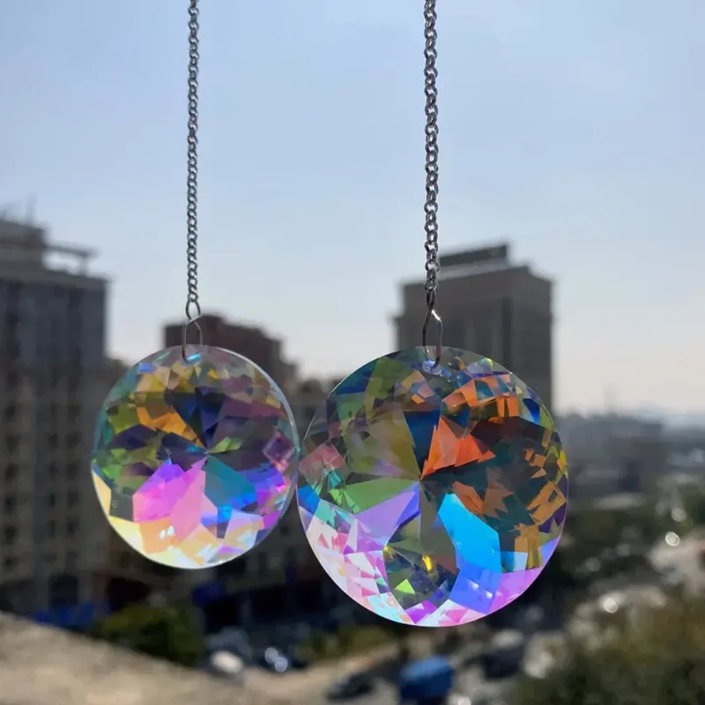 Round Crystal Sun Catchers Set of 2 – Glass Prism Rainbow Maker
