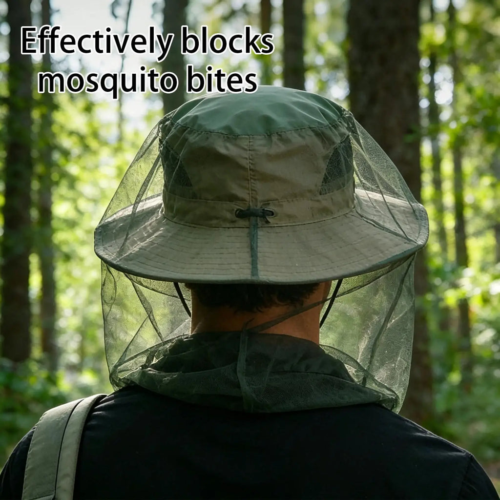1PC Outdoor Head Face Mask Hat Net Cover Anti-mosquito Cover Mosquito Net Cap Travel Breathable Head Mesh Covers Fishing Caps Oasis Select