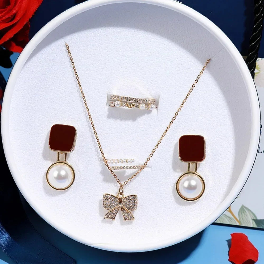 Cylinder Creative Rose Box Set Valentine Day Ring Pendant Earring Universal Gift Box Artificial Flowers for Girlfriend Surprise Oasis Select