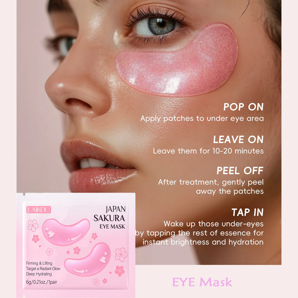 LAIKOU Japan Sakura Eye Mask Firming Hydrating Under Eye Patches Anti Dark Circles Puffy Eyes Oasis Select