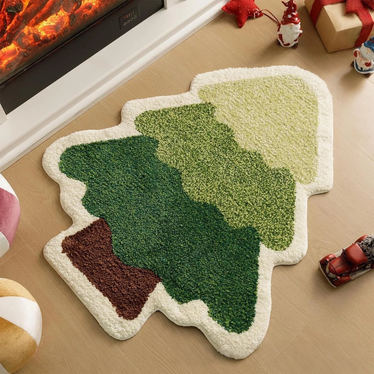Nordic Irregular-shaped Christmas Series Faux Cashmere Floor MATS Home Decorative Bathroom Absorbent MATS Oasis Select Christmas Tree-4 50x50cm