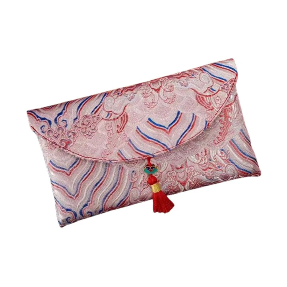 Chinese Style New Year Red Envelope Traditional Embroidery Wedding Money Pocket Cloth with Tassel 2026 Lucky Money Bag Birthday Oasis Select Style 10 18x10.5cm