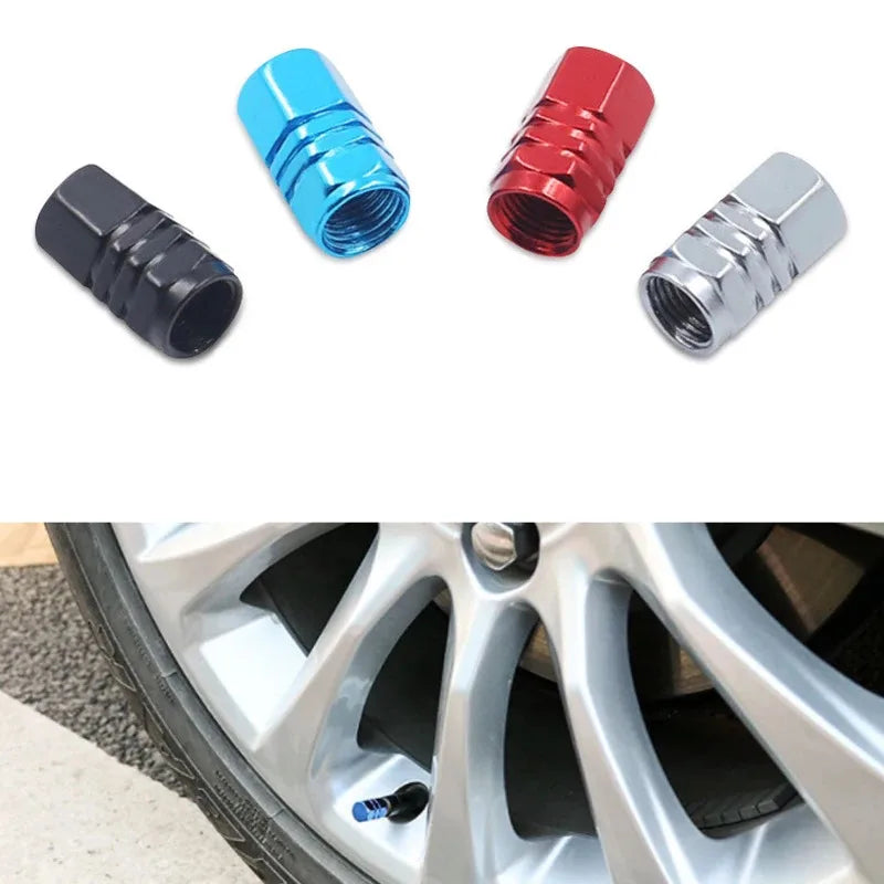 4/8Pcs Aluminum Alloy Car Tire Valve Caps Hex Tyre Valve Stem Cover Air Dust Caps Tire Valve Truck Bike Wheel Rim Valve Stem Cap Oasis Select