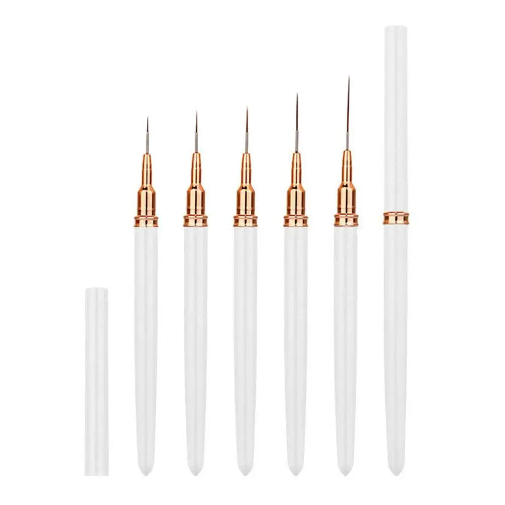 5PCS Nail Art Liner Brush Set For UV Gel French Polish Long Lines Painting Drawing Flower Nail Art Pen Manicure Brushes Tool Oasis Select white