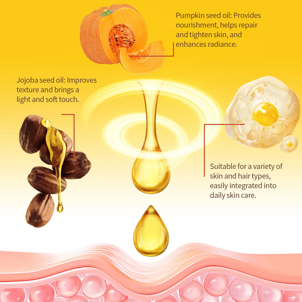 Pumpkin Seed Oil for Body & Hair Deep Moisturizing Nourishing Dry Skin Natural Hydrating Tightening Lifting Brightening Body Oil Oasis Select