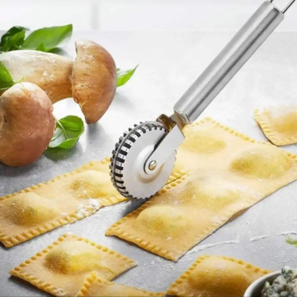 Stainless Steel Dumpling Embossing Cutter Wheel Hand-Cutting Baking Tool for Side-Embossed Biscuit Cookie Mold Pasta Dough Decor Oasis Select
