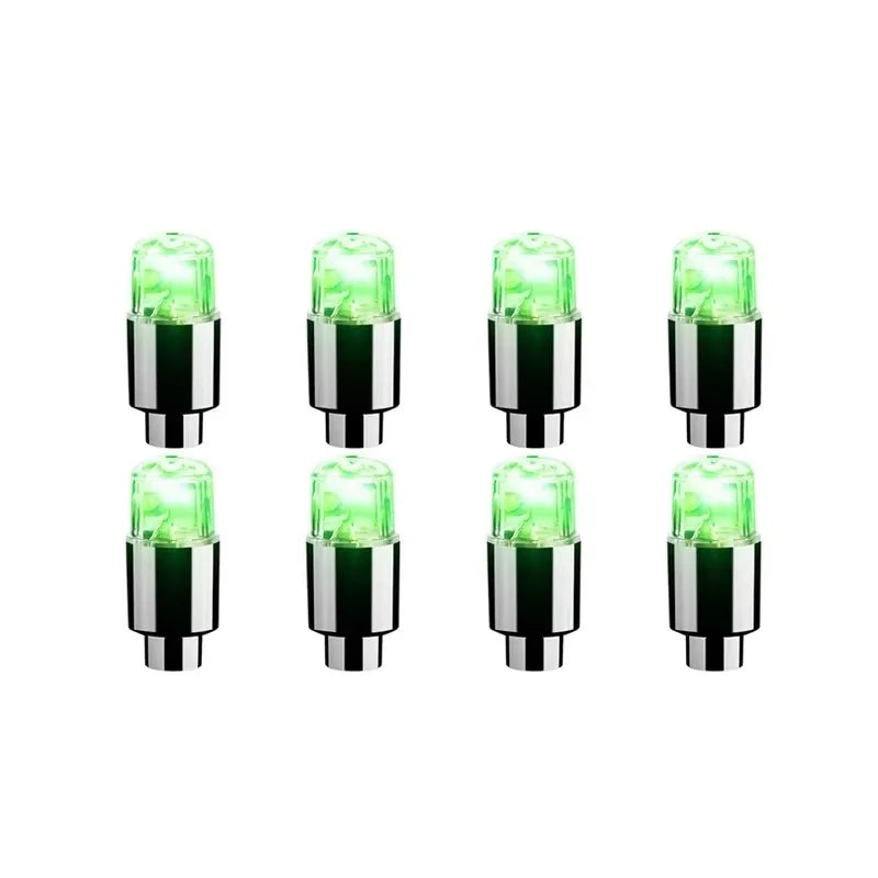 2/8/16Pcs Colorful Car Tire Valve Caps LED Car Motorcycle Cycling Wheel Lantern Spokes Hub Tyre Lamp Wheel Caps Oasis Select 8Pcs Green