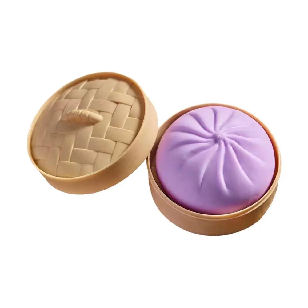 Realistic Colored Steamed Bun Toy With 6cm Small Steamer Slow Rebound Molding Soft Pressure Relief For Office Study Relaxation Oasis Select purple