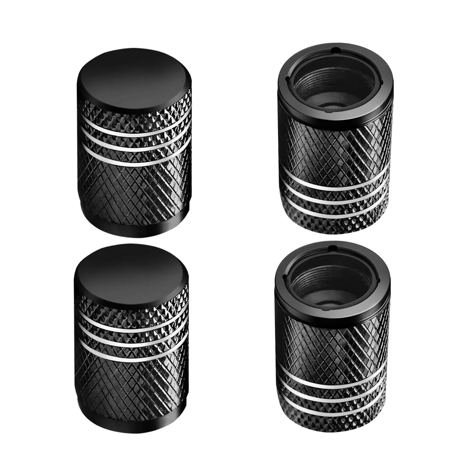 Tire Valve Stem Cap Cover - (4 Pack) Tire Air Caps Metal with Plastic Liner Corrosion Resistant Leak-Proof for Car Motorcycle Oasis Select black 4pcs