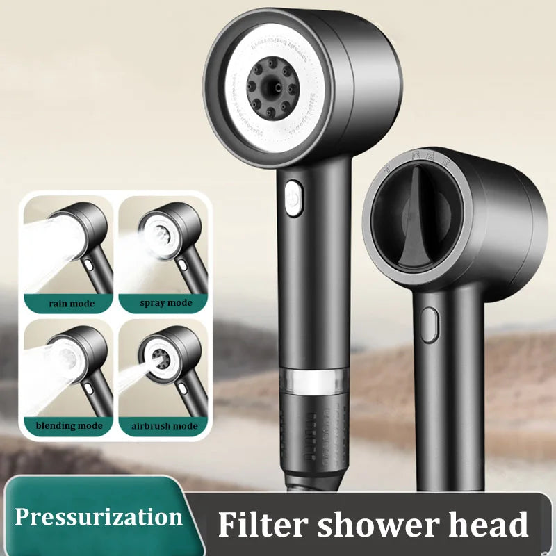 4-Mode Pressurized Filter Shower Head | Water Purification