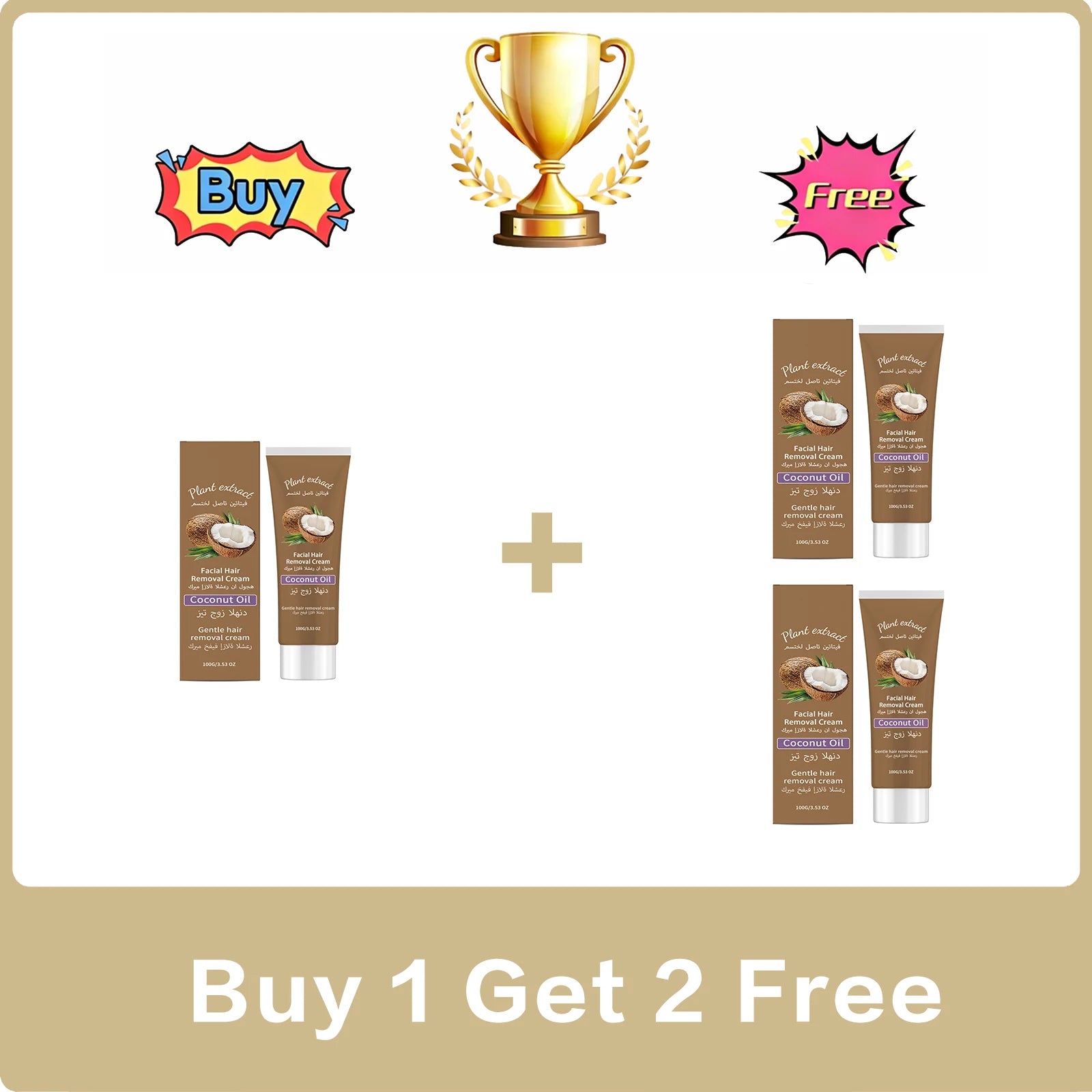 Mild Facial Hair Removal Cream – Smooth Skin, 100g Hair Removal Cream Oasis Select Buy 1 Get 2 Free