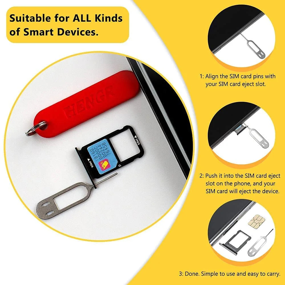 LIKE WISH 6Pcs SIM Card Removal Tool-Sim Card Tray Pin Eject Removal Tool Needle Opener Ejector,With Removable Key Chain Oasis Select