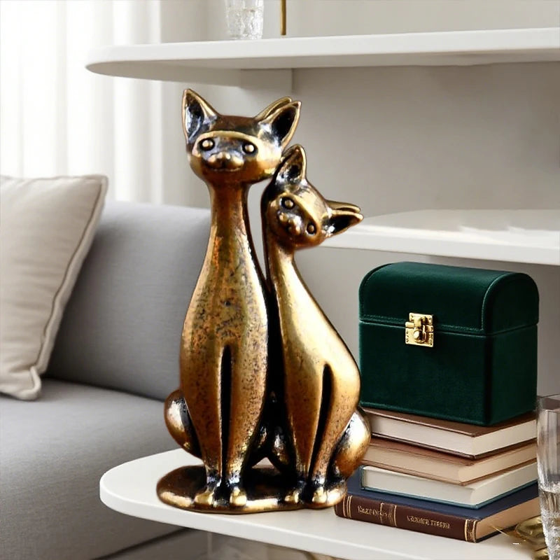 Double Cat Sculpture Ornament Crafts Anime Cat Ornament Home Desktop Living Room Office Small Ornament Crafts Oasis Select