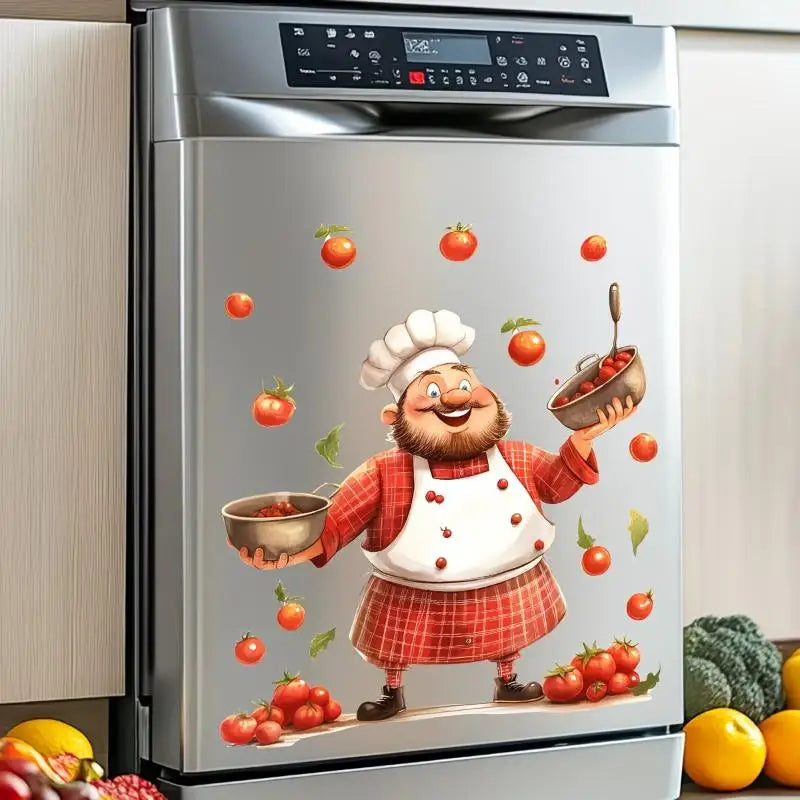 Chef Kitchen Stickers – Fun Removable PVC Appliance Decals