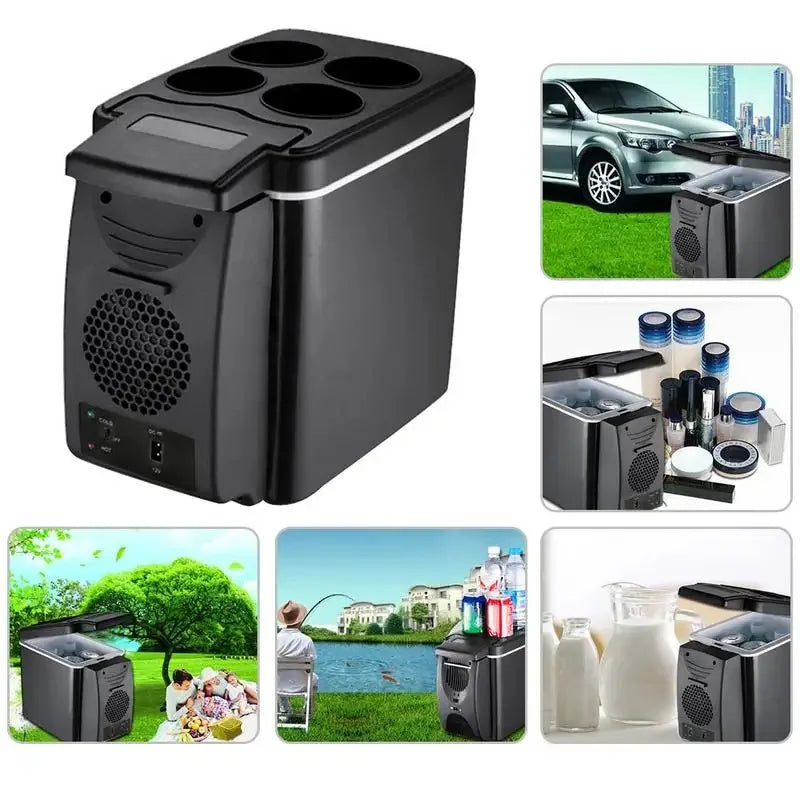 Electric Car Refrigerator 6L 12V Mini Fridge Freezer Vehicle Refrigeration and Heating Ice Box Car Electronic Devices Fridge Oasis Select