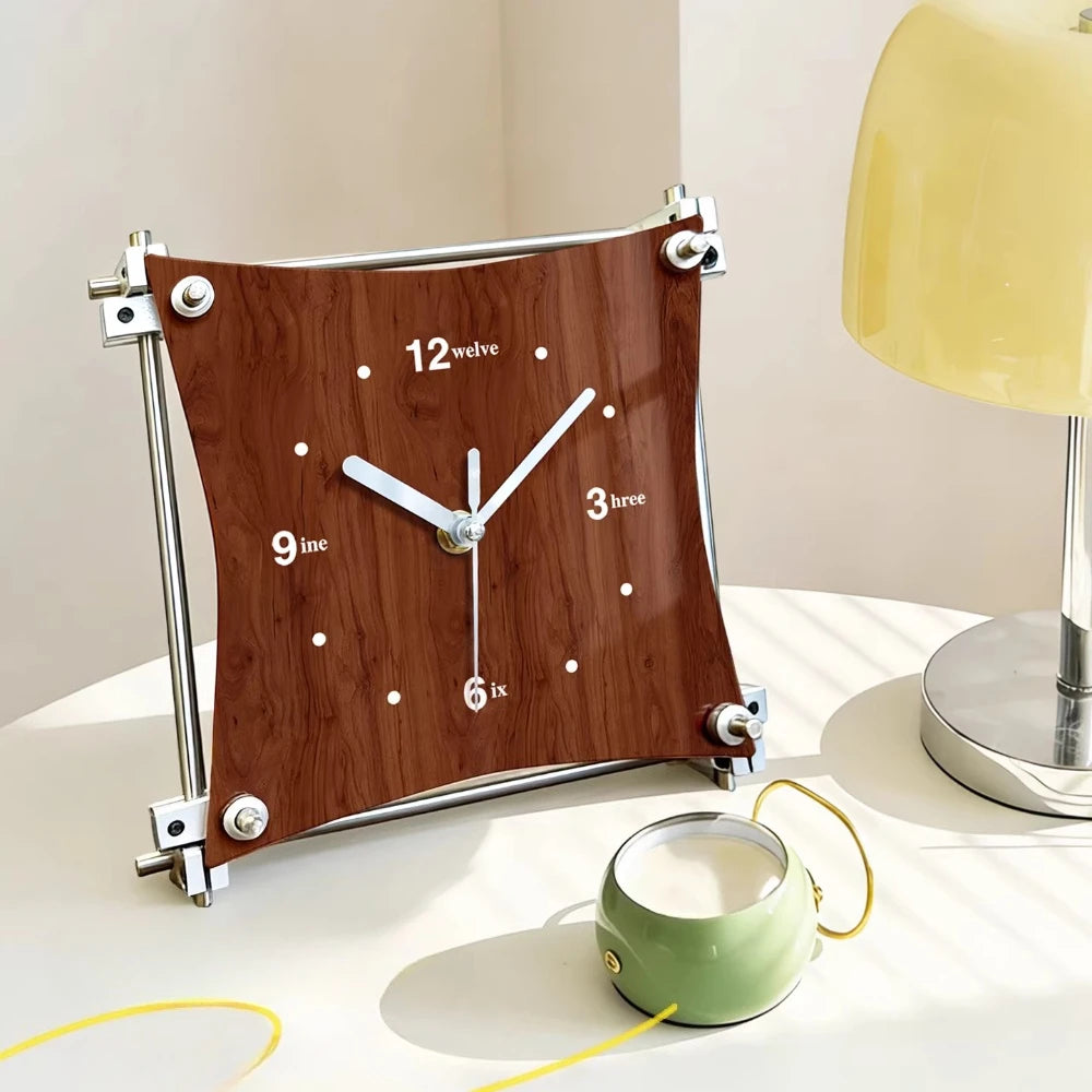 Vintage Optical Axis Clock Mid-Century Modern Desktop Ornament Viral Creative Gift Luxury Living Room Table Clock Oasis Select