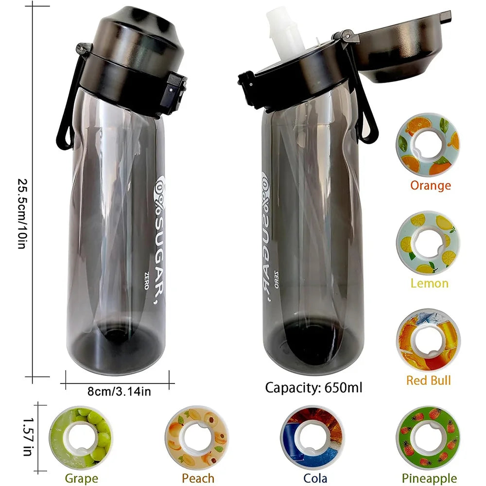 Sports Air Water Bottle BPA Free Drinking Bottles 650ML Fruit Fragrance Water Cup with 7 Flavour pods Outdoor Tableware Oasis Select