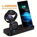 Dual Coil 3 in 1 Wireless Charging Stand Ventilation Hole Overheat Protection Wireless Charger for Samsung Phone Watch Earphones Oasis Select black