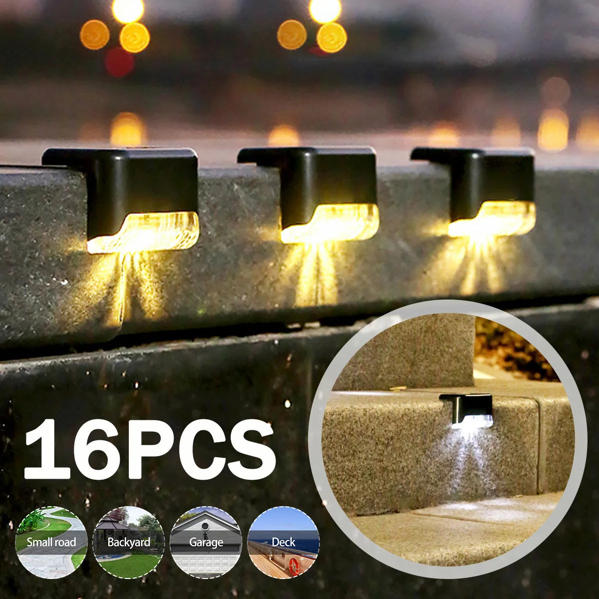 Solar LED Lights Outdoor Solar Lights IP65 Waterproof Garden Light Solar Step Lamps Deck Lights Fence Courtyard Garden Decor Oasis Select