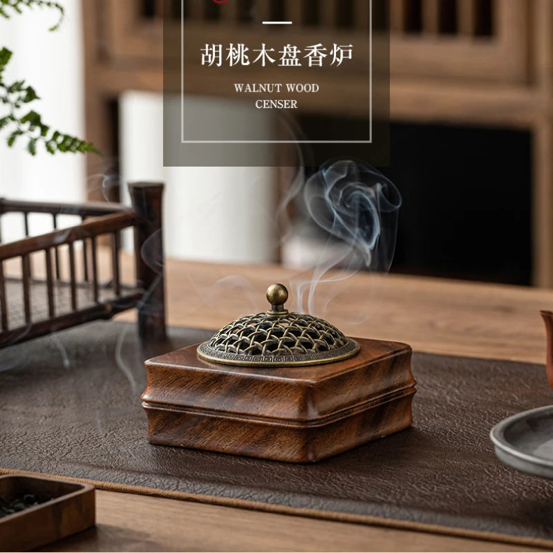 Domestic Indoor Tea Ceremony Walnut Aromatherapy Stove Chinese Incense Stick Incense Burner Oasis Select