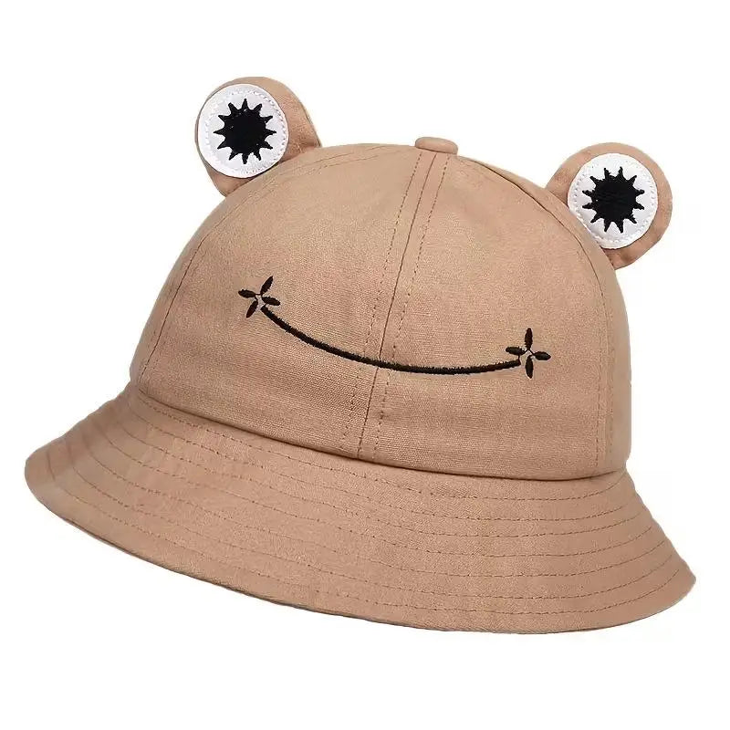 Women's New Frog Bucket Hats Summer Outdoor Cotton Wild Panama Fishing Sun Protection Sunscreen Casual Bob Caps Oasis Select Khaki