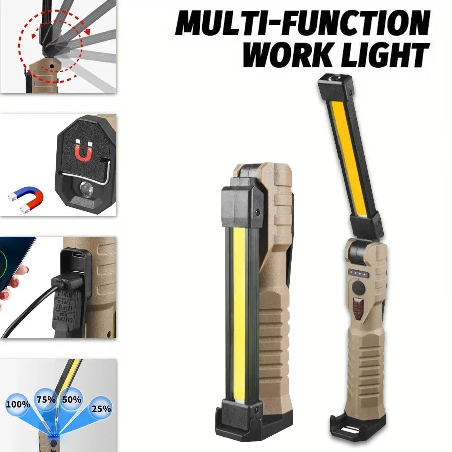 Foldable Work Lights 1000 Lumens Rechargeable Lantern Magnetic Camping Lamp Built-in Battery Camping Equipment Waterproof Torch Oasis Select