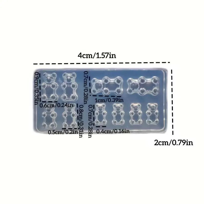 1/2PCS Mini Bear Mold 3D Silicone Molds for Resin Jewelry Making Supplies Nail Art Charms Oasis Select 1pc