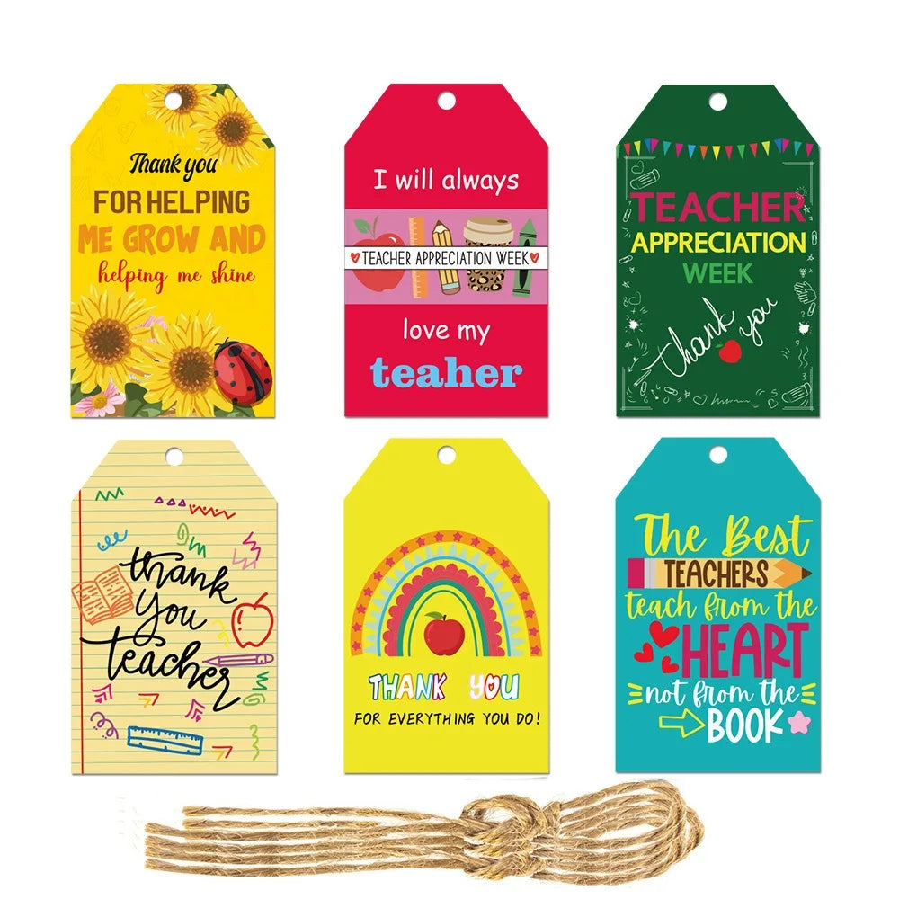 60pcs Teacher Appreciation Gift Tags | Hanging Cards & Cupcake Tags