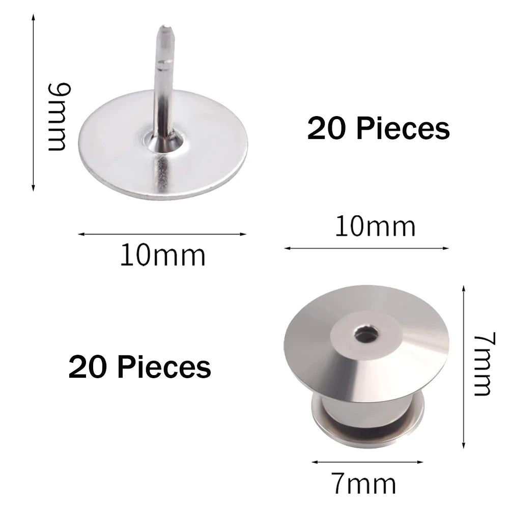 40pcs Platinum Colors Clutch Pin Backs with Tie Tacks Blank Pins Kit, Locking Bulk Metal Pin Keepers Locking Clasp Oasis Select