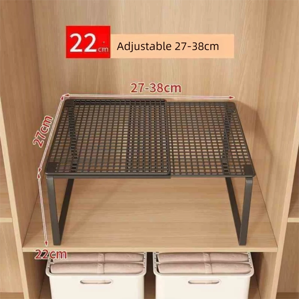 DIY Metal Closet Shelf Expandable Adjustable Wardrobe Organizer Retractable Stackable Shelves Bathroom Oasis Select Black S