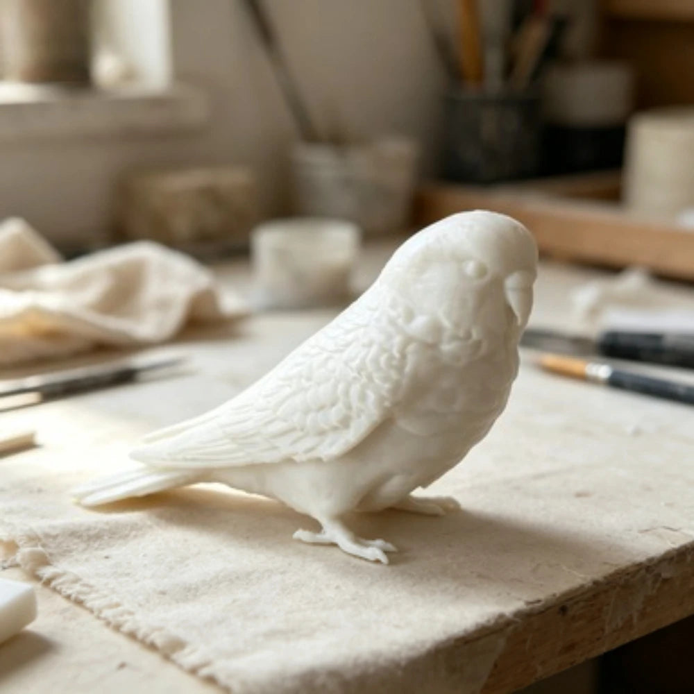 3D Printed Realistic Budgie Parrot Model Lifelike Tiger Skin Parakeet Figurine Desktop Decor Bird Collectible DIY Ornament Oasis Select