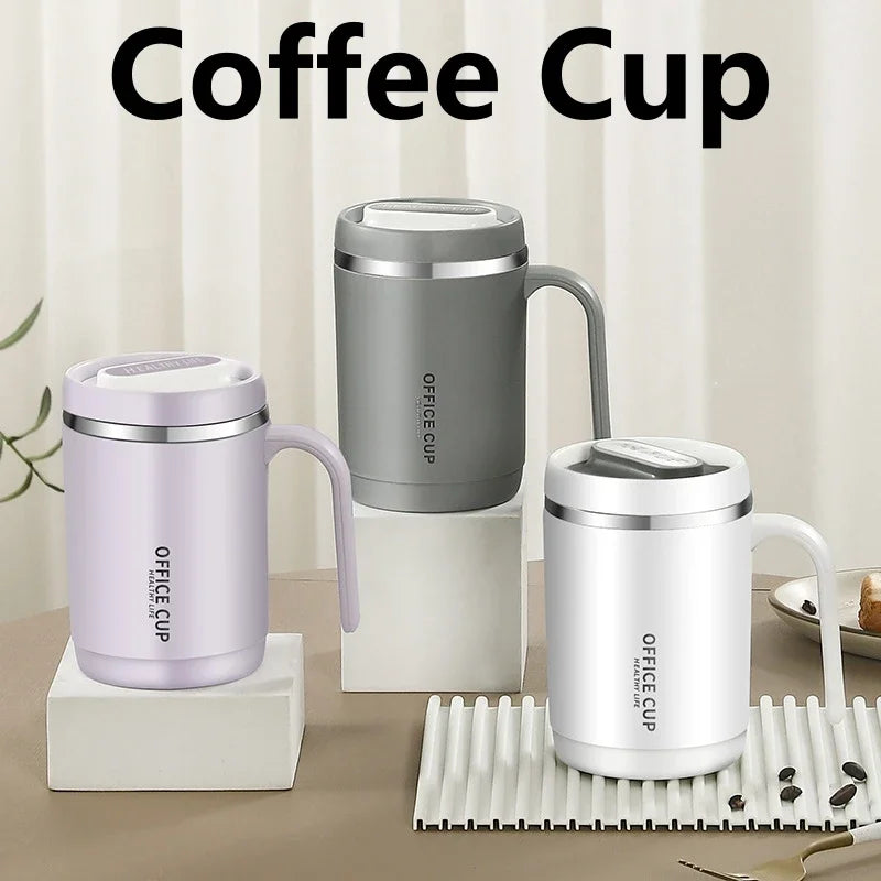 Coffee Cup Grey Creative Drinking Cup Portable Office Large Capacity Covered Milk Mug for Kitchen Travel Water Bottle Thermoses Oasis Select