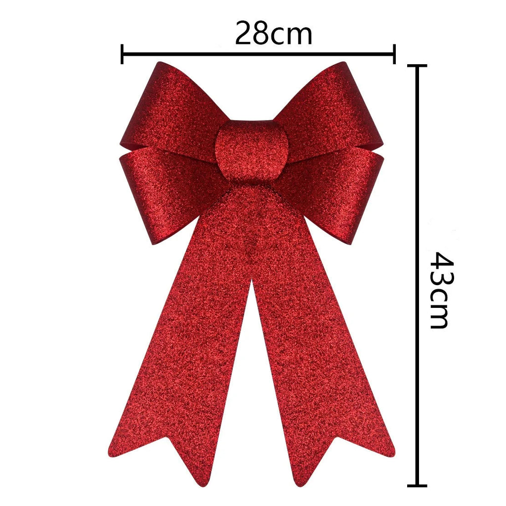 Christmas Bow Red Gold Xmas Tree Large Bowknot For Home Decoration Wedding Navidad New Year Party DIY Hanging Decor Oasis Select Red-28x43cm