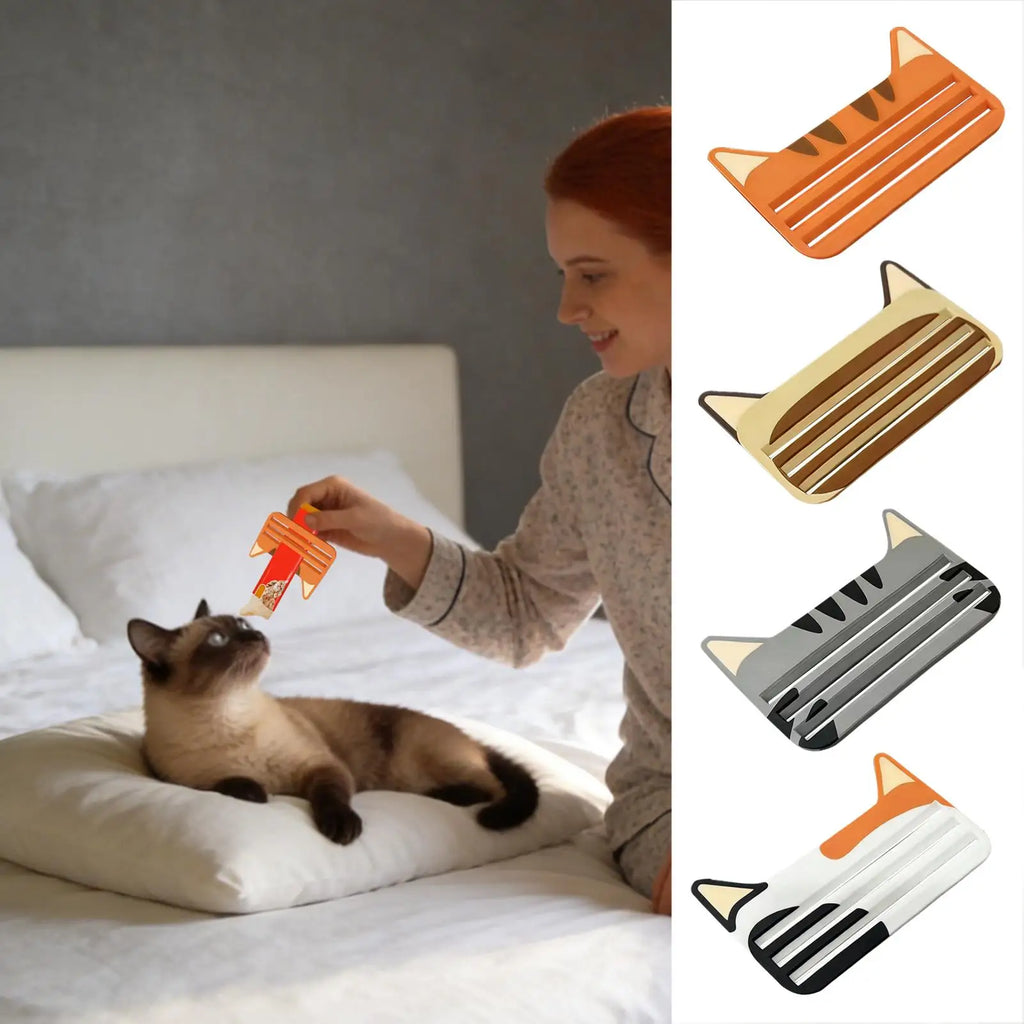 Cat Food Pouch Squeezer tools Cat Food Bag Squeezer Dispenser Cats Liquid Wet Treat Dispenser Cat Design Squeezing Tool Oasis Select